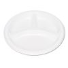Plastic Dinnerware, Compartment Plates, 9" dia, White, 125/Pack1