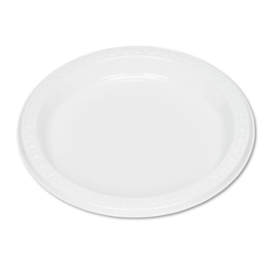 Plastic Dinnerware, Plates, 7" dia, White, 125/Pack1