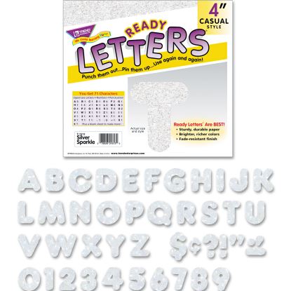 Ready Letters Sparkles Letter Set, Silver Sparkle, 4"h, 71/Set1