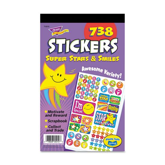Sticker Assortment Pack, Super Smiles and Stars, Assorted Colors, 738 Stickers/Pad1