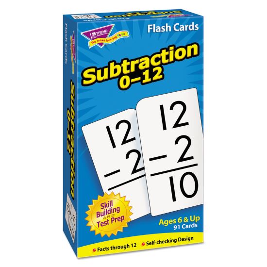 Skill Drill Flash Cards, Subtraction, 3 x 6, Black and White, 91/Pack1