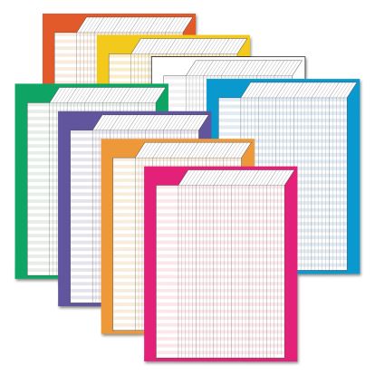 Jumbo Vertical Incentive Chart Pack, 22 x 28, Vertical Orientation, Assorted Colors with Assorted Borders, 8/Pack1