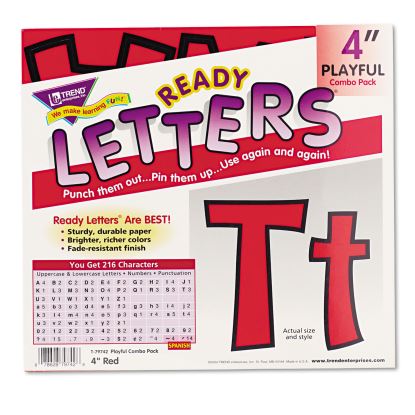 Ready Letters Playful Combo Set, Red, 4"h, 216/Set1