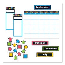 Bold Strokes Wipe-Off Calendar Bulletin Board Set, 18" x 26.5", Assorted Colors, 30 Pieces1