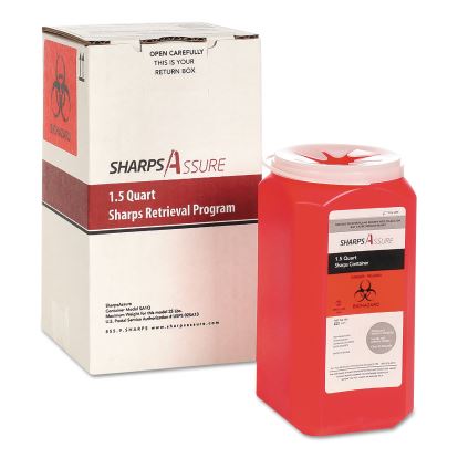 Sharps Retrieval Program Containers, 1.5 qt, Plastic, Red1