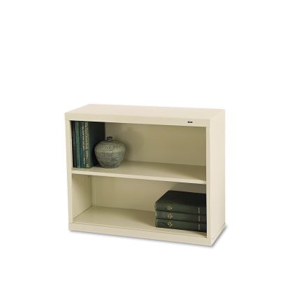 Metal Bookcase, Two-Shelf, 34.5w x 13.5d x 28h, Putty1
