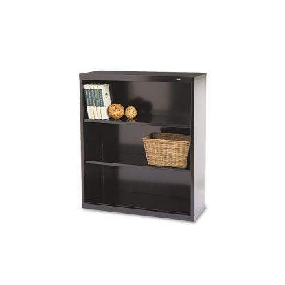 Metal Bookcase, Three-Shelf, 34.5w x 13.5d x 40h, Black1