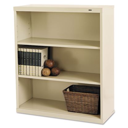 Metal Bookcase, Three-Shelf, 34.5w x 13.5d x 40h, Putty1