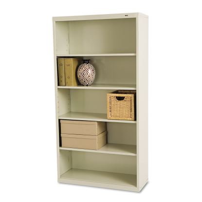 Metal Bookcase, Five-Shelf, 34.5w x 13.5d x 66h, Putty1
