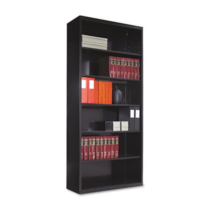 Metal Bookcase, Six-Shelf, 34-1/2w x 13-1/2d x 78h, Black1