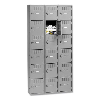 Box Compartments, Triple Stack, 36w x 18d x 72h, Medium Gray1