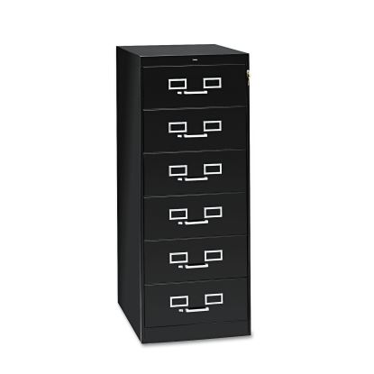 Six-Drawer Multimedia/Card File Cabinet, Black, 21.25" x 28.5" x 52"1