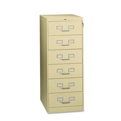 Six-Drawer Multimedia/Card File Cabinet, Putty, 21.25" x 28.5" x 52"1