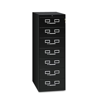 Seven-Drawer Multimedia/Card File Cabinet, Black, 19.13" x 28.5" x 52"1