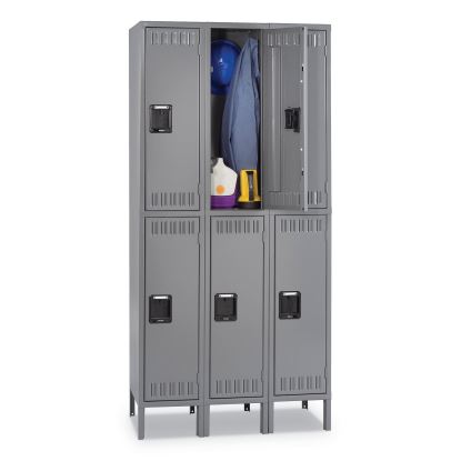 Double Tier Locker with Legs, Triple Stack, 36w x 18d x 78h, Medium Gray1