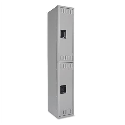 Double Tier Locker, Single Stack, 12w x 18d x 72h, Medium Gray1
