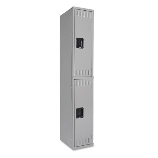 Double Tier Locker, Single Stack, 12w x 18d x 72h, Medium Gray1