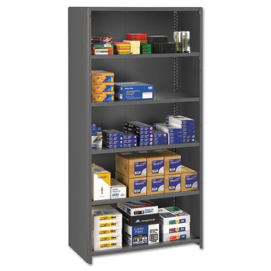 Closed Commercial Steel Shelving, Six-Shelf, 36w x 24d x 75h, Medium Gray1