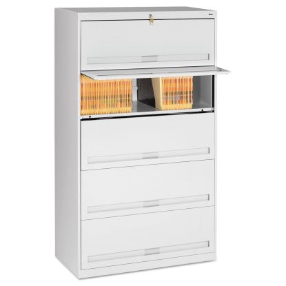 Fixed Shelf Enclosed-Format Lateral File for End-Tab Folders, 5 Legal/Letter File Shelves, Light Gray, 36" x 16.5" x 63.5"1