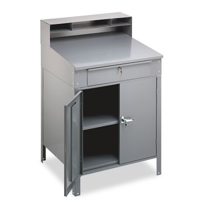Steel Cabinet Shop Desk, 34.5" x 29" x 53", Medium Gray1