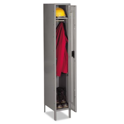 Single-Tier Locker with Legs, One Locker with Hat Shelf and Coat Rod, 12" x 18" x 78", Medium Gray1