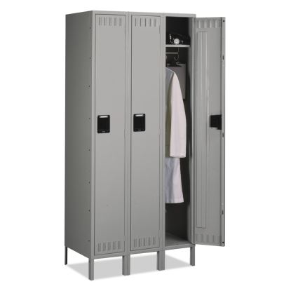 Single Tier Locker with Legs, Three Units, 36w x 18d x 78h, Medium Gray1