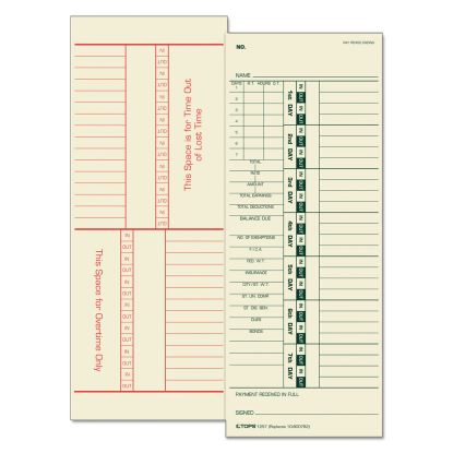 Time Clock Cards, Replacement for 10-800762, Two Sides, 3.5 x 9, 500/Box1