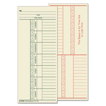 Time Clock Cards, Replacement for K14-15, Two Sides, 3.38 x 8.25, 500/Box1