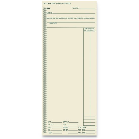 Time Clock Cards, Replacement for ATR206/C3000/M-154, One Side, 3.38 x 8.25, 500/Box1