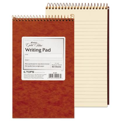 Gold Fibre Retro Wirebound Writing Pads, Medium/College Rule, Red Cover, 80 Antique Ivory 5 x 8 Sheets1