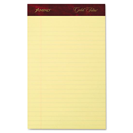 Gold Fibre Writing Pads, Narrow Rule, 50 Canary-Yellow 5 x 8 Sheets, 4/Pack1