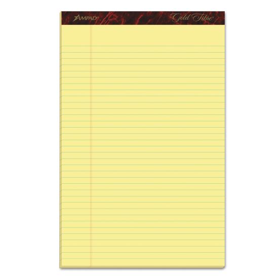 Gold Fibre Quality Writing Pads, Wide/Legal Rule, 50 Canary-Yellow 8.5 x 14 Sheets, Dozen1