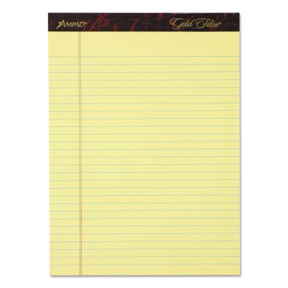 Gold Fibre Writing Pads, Wide/Legal Rule, 50 Canary-Yellow 8.5 x 11.75 Sheets, 4/Pack1