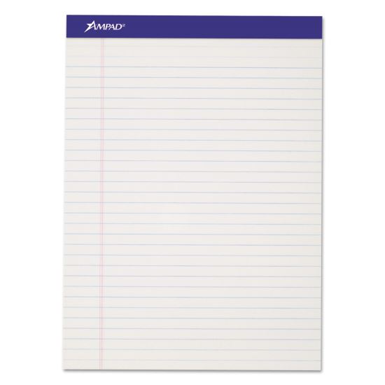 Perforated Writing Pads, Wide/Legal Rule, 50 White 8.5 x 11.75 Sheets, Dozen1