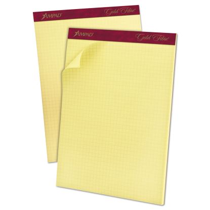 Gold Fibre Canary Quadrille Pads, Stapled with Perforated Sheets, Quadrille Rule (4 sq/in), 50 Canary 8.5 x 11.75 Sheets1
