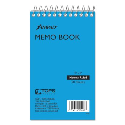 Memo Pads, Narrow Rule, Randomly Assorted Cover Colors, 50 White 3 x 5 Sheets1