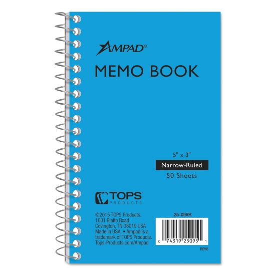 Memo Books, Narrow Rule, Randomly Assorted Covers, 5 x 3, 50 Sheets1