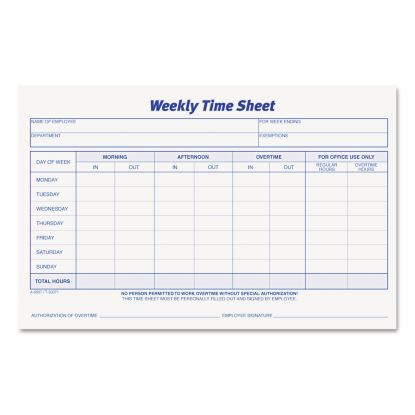 Weekly Time Sheets, 5.5 x 8.5, 1/Page, 50 Forms/Pad, 2 Pads/Pack1