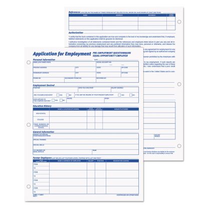 Employee Application Form, 8.38 x 11, 1/Page, 50 Forms/Pad, 2 Pads/Pack1