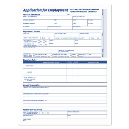 Comprehensive Employee Application Form, 8.5 x 11, 1/Page, 25 Forms1