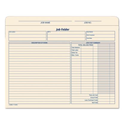 Job Folder, Straight Tabs, Letter Size, Manila, 20/Pack1