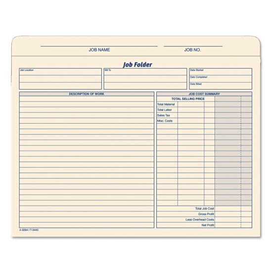 Job Folder, Straight Tabs, Letter Size, Manila, 20/Pack1