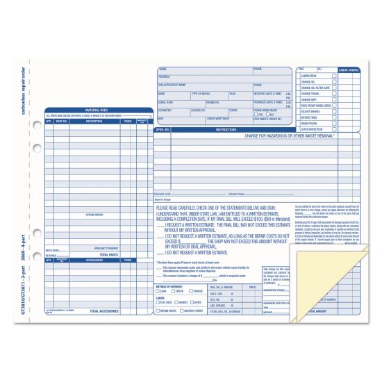 Auto Repair Four-Part Carbonless, Four-Part Carbonless, 8.5 x 11, 50 Forms1