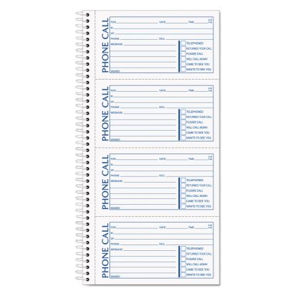 Spiralbound Message Book, Two-Part Carbonless, 2.75 x 5, 4/Page, 400 Forms1