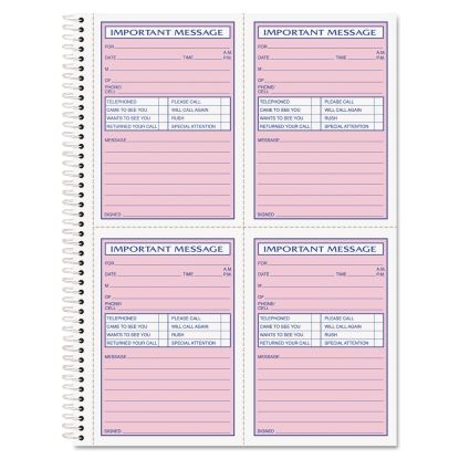 Telephone Message Book, Fax/Mobile Section, Two-Part Carbonless, 5.5 x 3.88, 4/Page, 200 Forms1