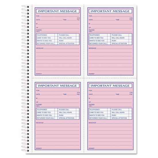 Telephone Message Book, Fax/Mobile Section, Two-Part Carbonless, 5.5 x 3.88, 4/Page, 200 Forms1