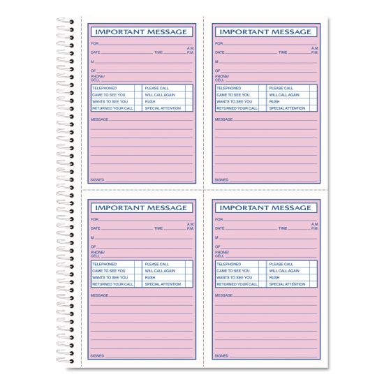 Telephone Message Book, Fax/Mobile Section, Two-Part Carbonless, 5.5 x 3.88, 4/Page, 400 Forms1