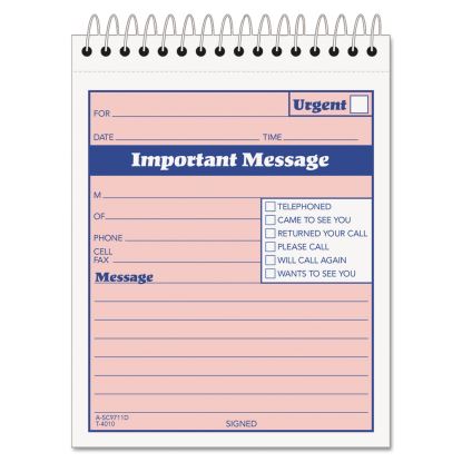 Telephone Message Book with Fax/Mobile Section, Two-Part Carbonless, 4.25 x 5.5, 1/Page, 50 Forms1