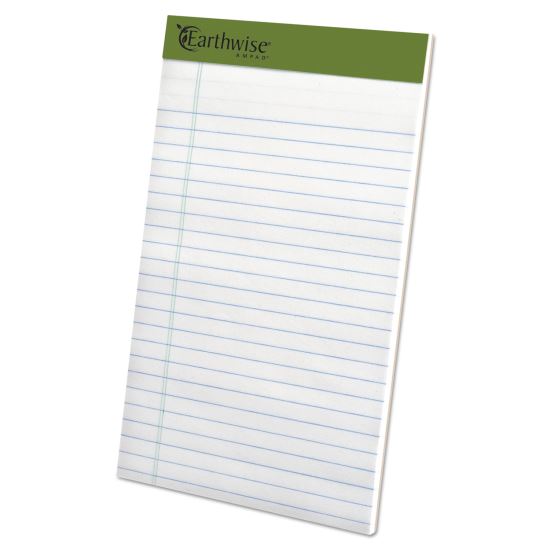 Earthwise by Ampad Recycled Paper Legal Pads, Wide/Legal Rule, 40 White 5 x 8 Sheets, 6/Pack1