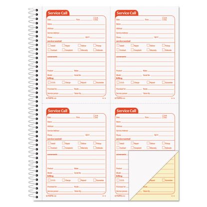 Service Call Book, Two-Part Carbonless, 4 x 5.5, 4/Page, 200 Forms1